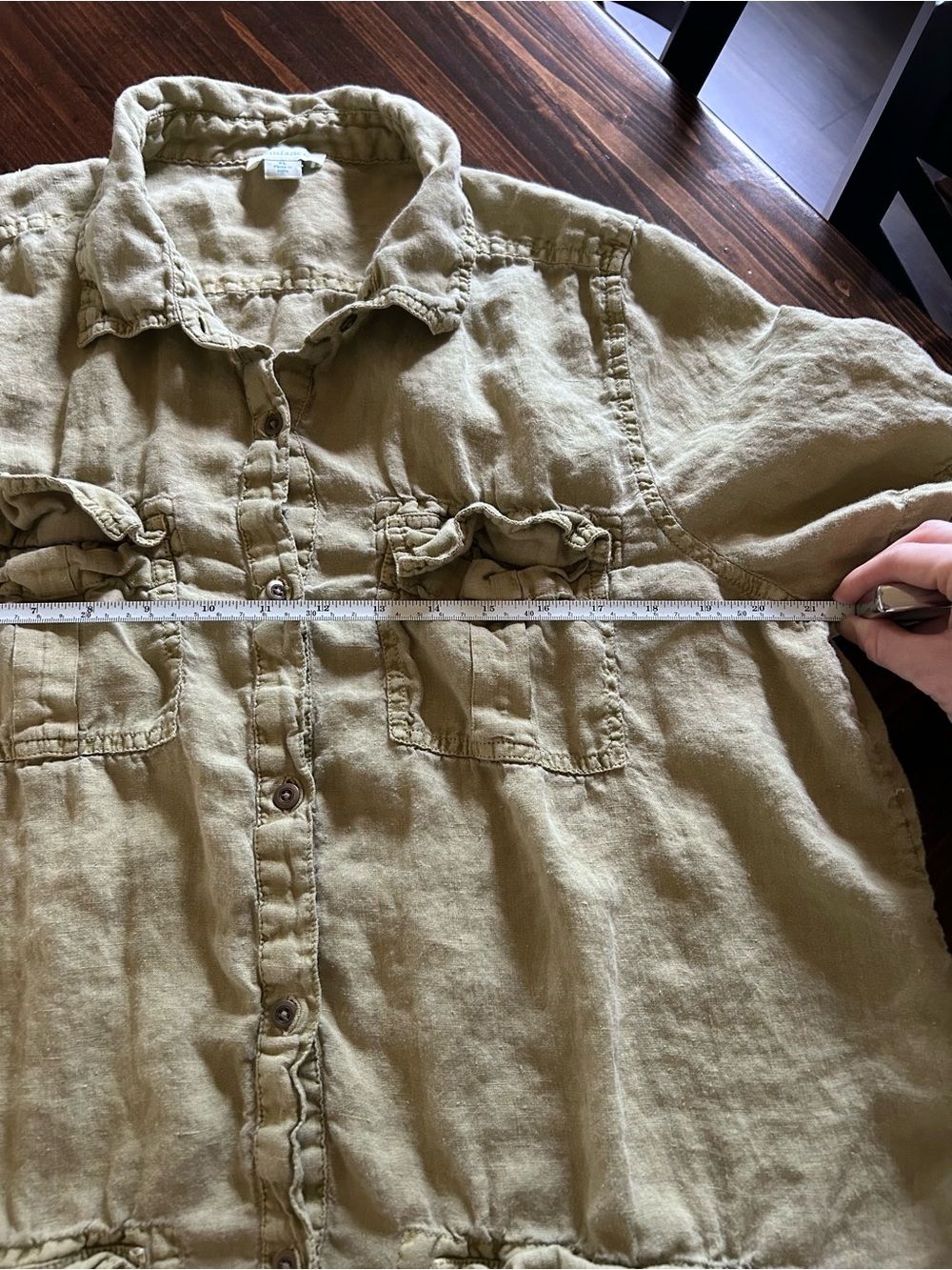 Sundance Olive Harper 100% Linen Shirt Dress Button Collared Short Sleeve XL - Picture 8 of 9